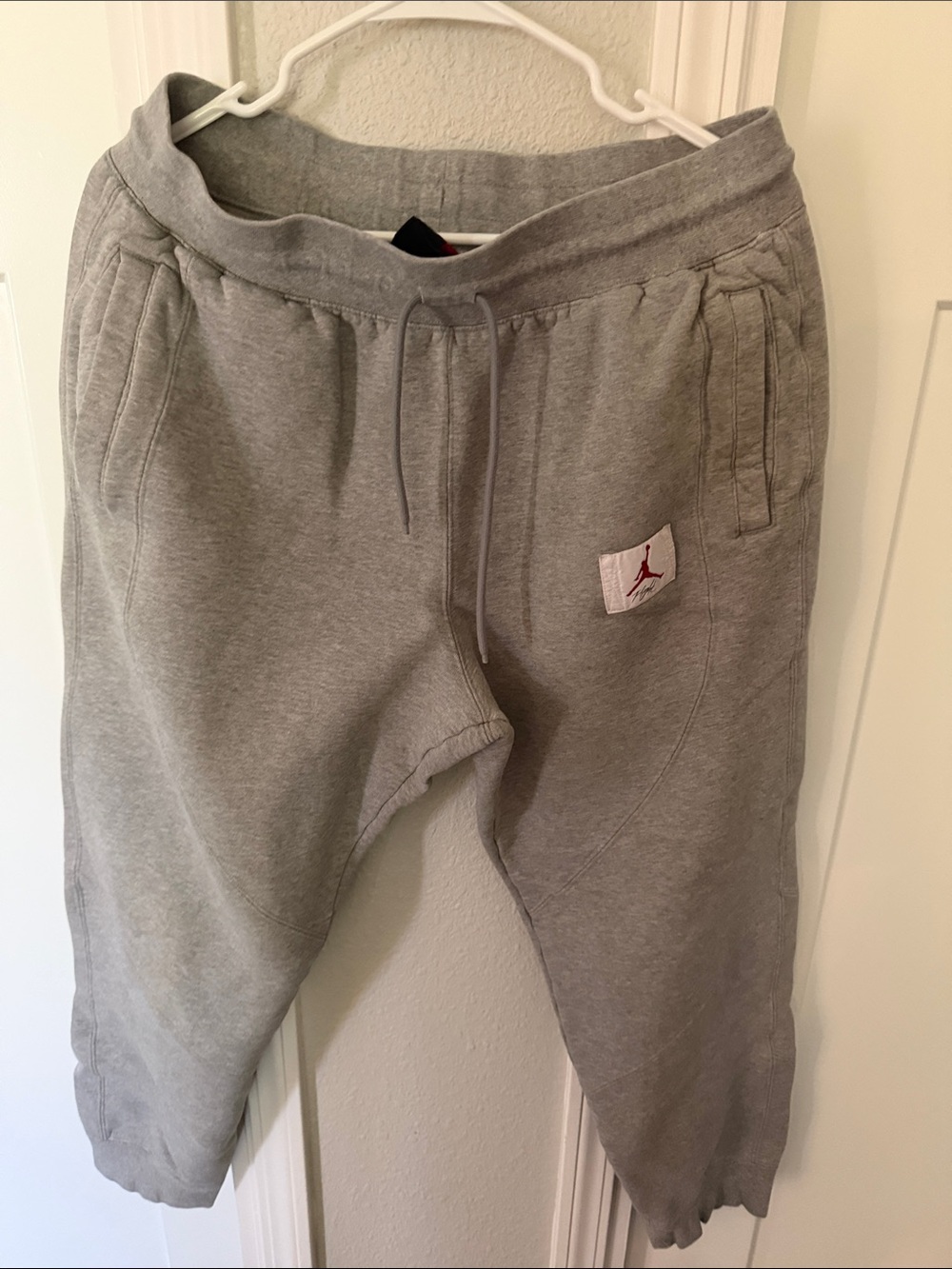 Jordan Gray Sweatpants with Red Jumpman Patch